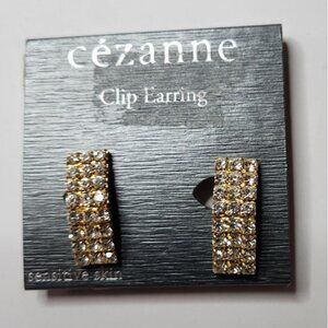 Gold-Tone Clip Earrings Rhinestone Cezanne dressy festive party womens jewelry